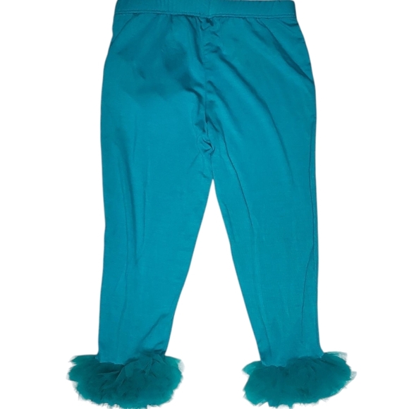 NWT Posh Peanut Tulle Ruffled Leggings Turquoise Aqua Toddler Girls Size 2T - Picture 2 of 4